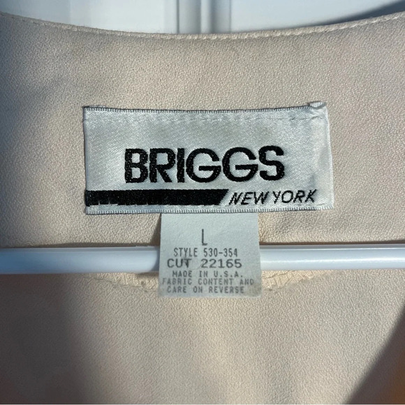 Vintage Briggs Cream Crinkle Textured Button Front Long Sleeve Top Size Large - Picture 7 of 11